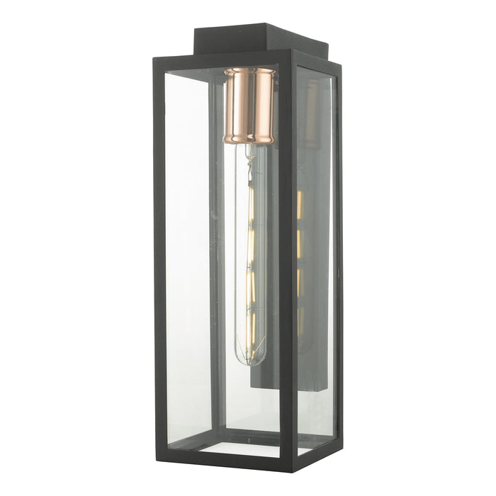 Dar Lighting Naxos Outdoor Wall Light Black Glass IP43 • NAX1522