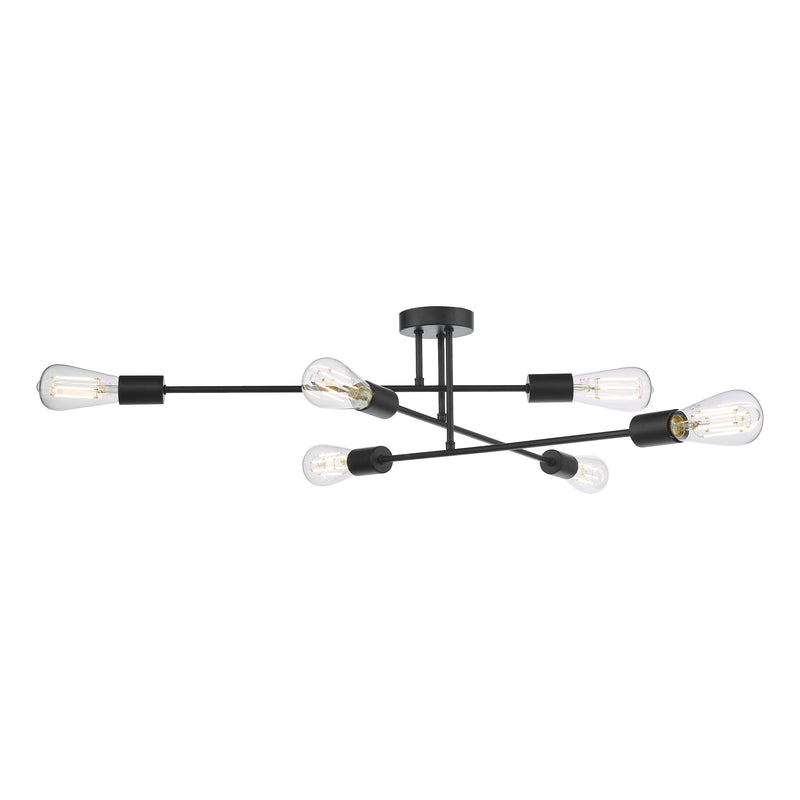 Dar Lighting Neve 6 Light Flush Matt Black • NEV6422