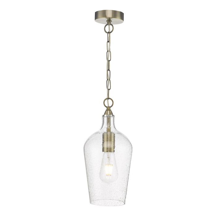 Dar Lighting Nida Pendant Antique Brass Glass • NID0175