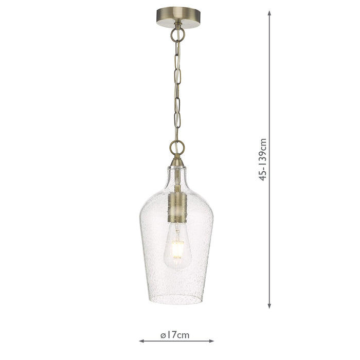 Dar Lighting Nida Pendant Antique Brass Glass • NID0175