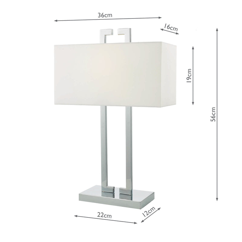 Dar Lighting Nile Table Lamp Polished Chrome With Shade • NIL4250