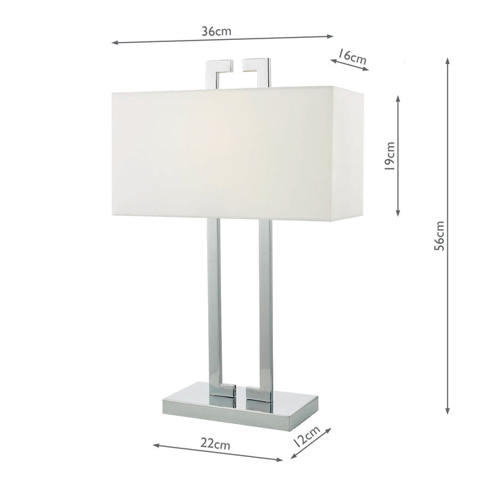 Dar Lighting Nile Table Lamp Polished Chrome With Shade • NIL4250