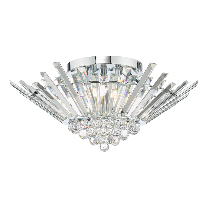 Dar Lighting Nimbus 5 Light Flush Polished Chrome Crystal • NIM5050