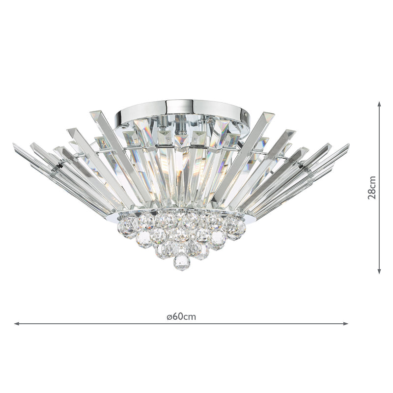 Dar Lighting Nimbus 5 Light Flush Polished Chrome Crystal • NIM5050