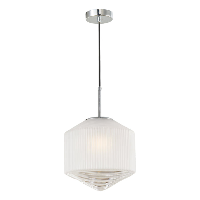 Dar Lighting Nisha 1 Light Pendant Polished Chrome And Frosted/Clear Glass • NIS0108