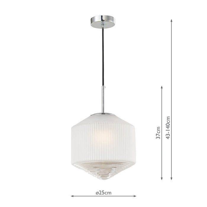 Dar Lighting Nisha 1 Light Pendant Polished Chrome And Frosted/Clear Glass • NIS0108