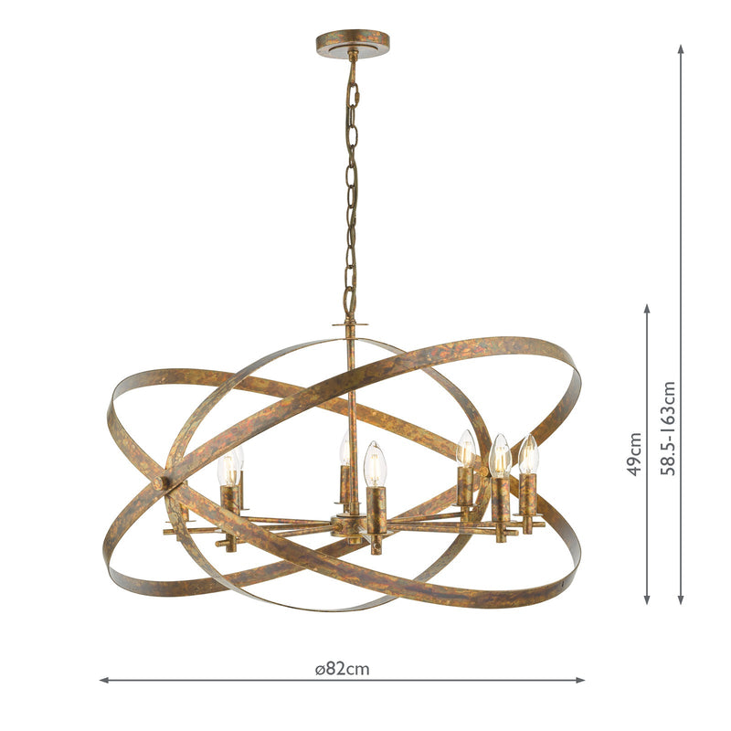 Dar Lighting Nitya 8 Light Pendant Mottled Copper • NIT0864