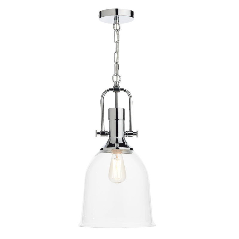 Dar Lighting Nolan 1 Light Pendant Polished Chrome/ Clear • NOL0108