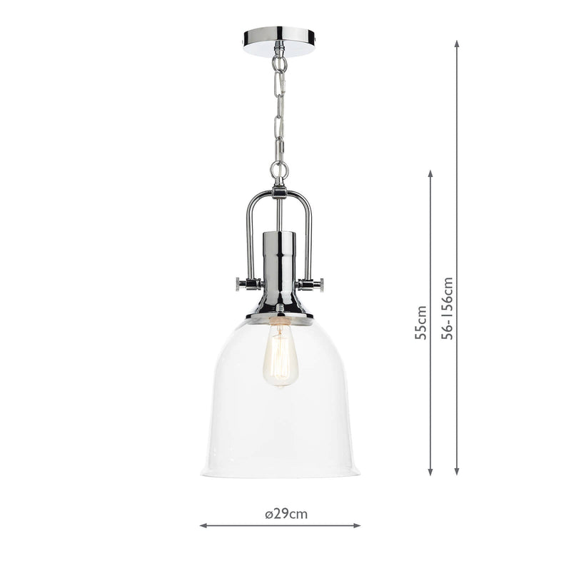 Dar Lighting Nolan 1 Light Pendant Polished Chrome/ Clear • NOL0108