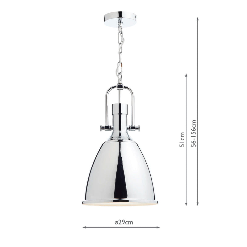 Dar Lighting Nolan 1 Light Pendant Polished Chrome • NOL0150