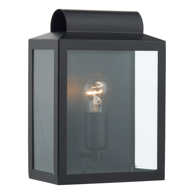 Dar Lighting Notary Outdoor Wall Light Black Glass IP44 • NOT2122