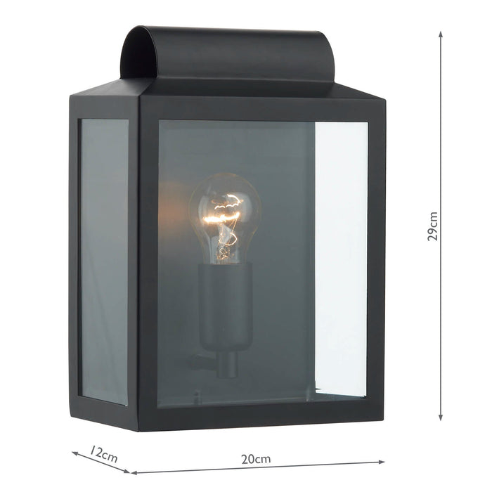 Dar Lighting Notary Outdoor Wall Light Black Glass IP44 • NOT2122