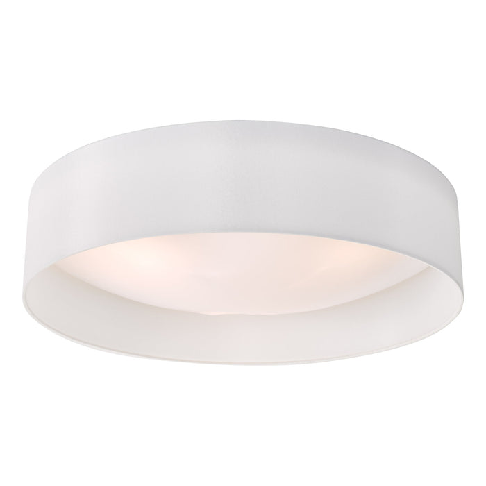 Dar Lighting Nysa 3 Light Flush White Faux Silk 60cm • NYS482
