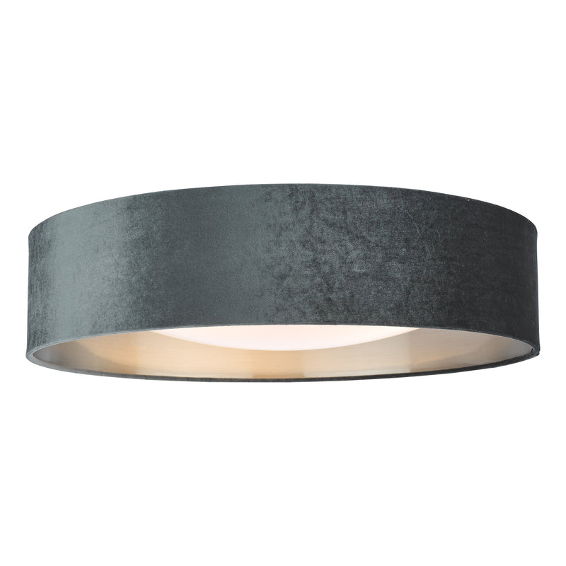 Dar Lighting Nysa 3 Light Flush Velvet Dark Grey Shade 60cm • NYS4861