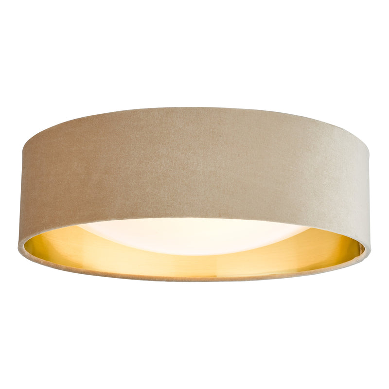 Dar Lighting Nysa 2 Light Flush Velvet Taupe Shade 40cm • NYS5001
