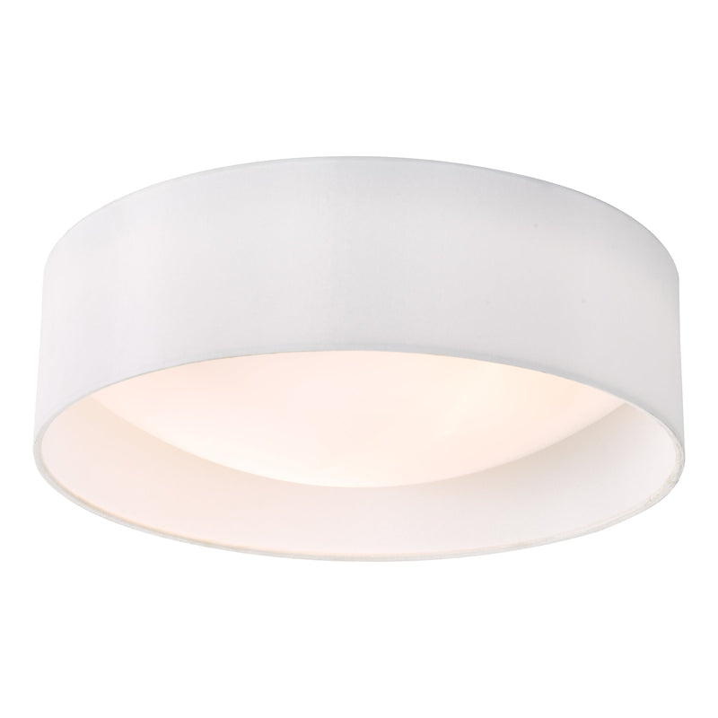 Dar Lighting Nysa 2 Light Flush White Faux Silk 40cm • NYS502