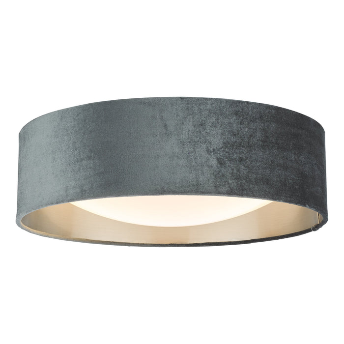 Dar Lighting Nysa 2 Light Flush Velvet Dark Grey Shade 40cm • NYS5061