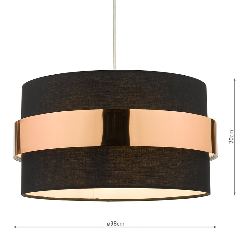 Dar Lighting Oki Easy Fit Shade Black with Copper Band • OKI6522