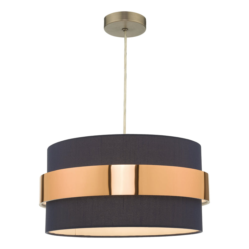 Dar Lighting Oki Easy Fit Navy Blue Shade with Copper Band • OKI6523