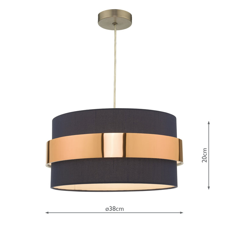 Dar Lighting Oki Easy Fit Navy Blue Shade with Copper Band • OKI6523