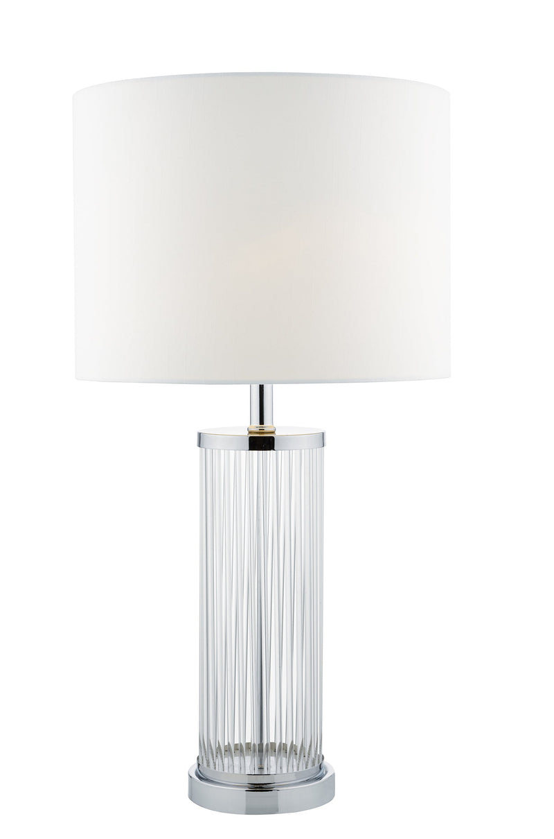 Dar Lighting Olalla Table Lamp Polished Chrome Clear Glass With Shade • OLA4350-X