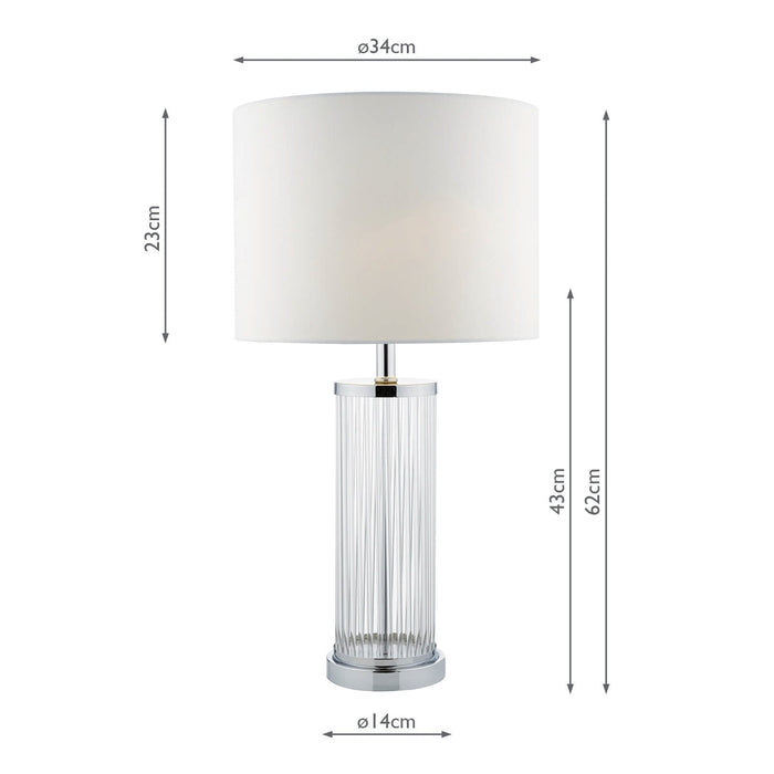 Dar Lighting Olalla Table Lamp Polished Chrome Clear Glass With Shade • OLA4350-X