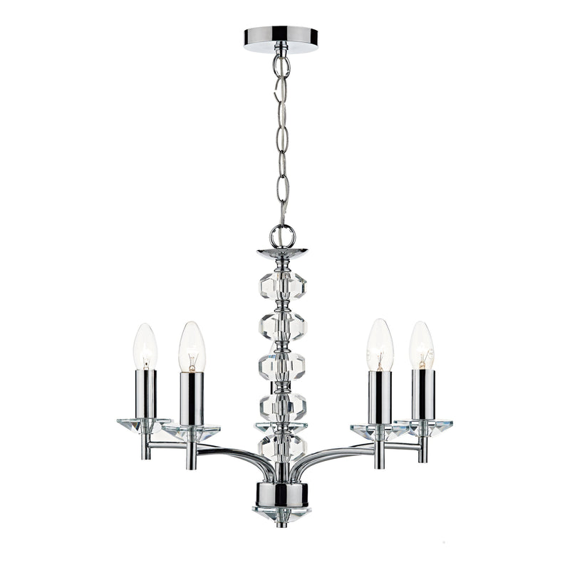 Dar Lighting Oleana 5 Light Pendant Polished Chrome Crystal • OLE0550