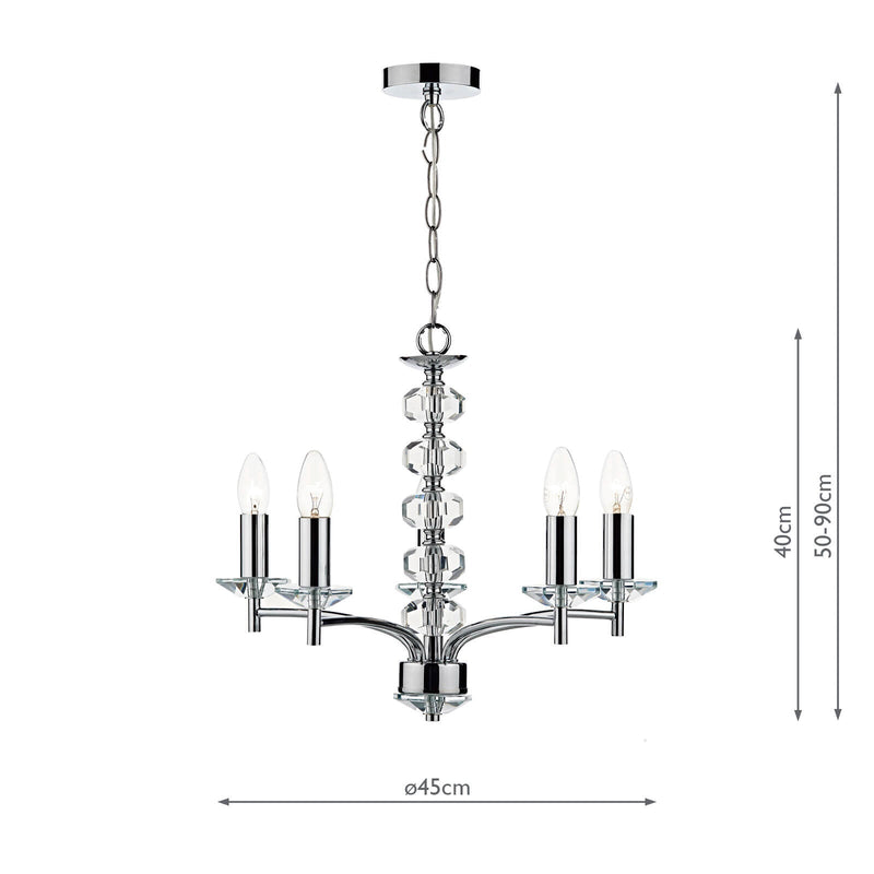 Dar Lighting Oleana 5 Light Pendant Polished Chrome Crystal • OLE0550