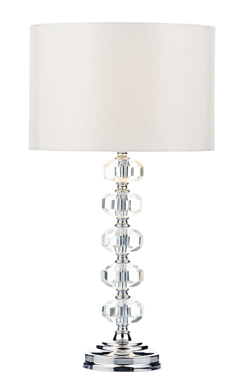 Dar Lighting Oleana Table Lamp Polished Chrome Crystal With Shade • OLE4250