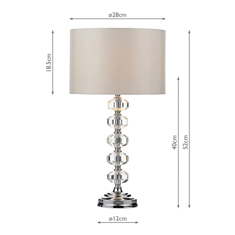 Dar Lighting Oleana Table Lamp Polished Chrome Crystal With Shade • OLE4250