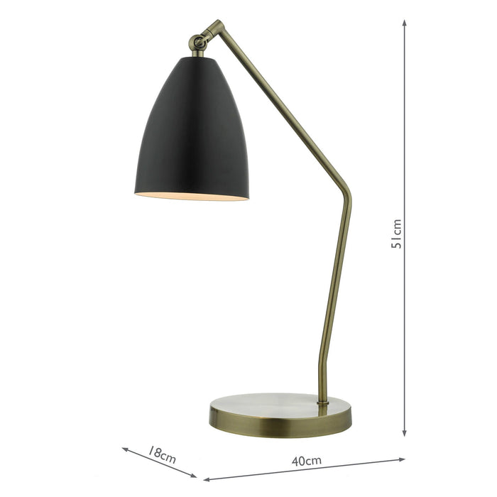 Dar Lighting Olly Task Table Lamp Antique Brass Black • OLL4154