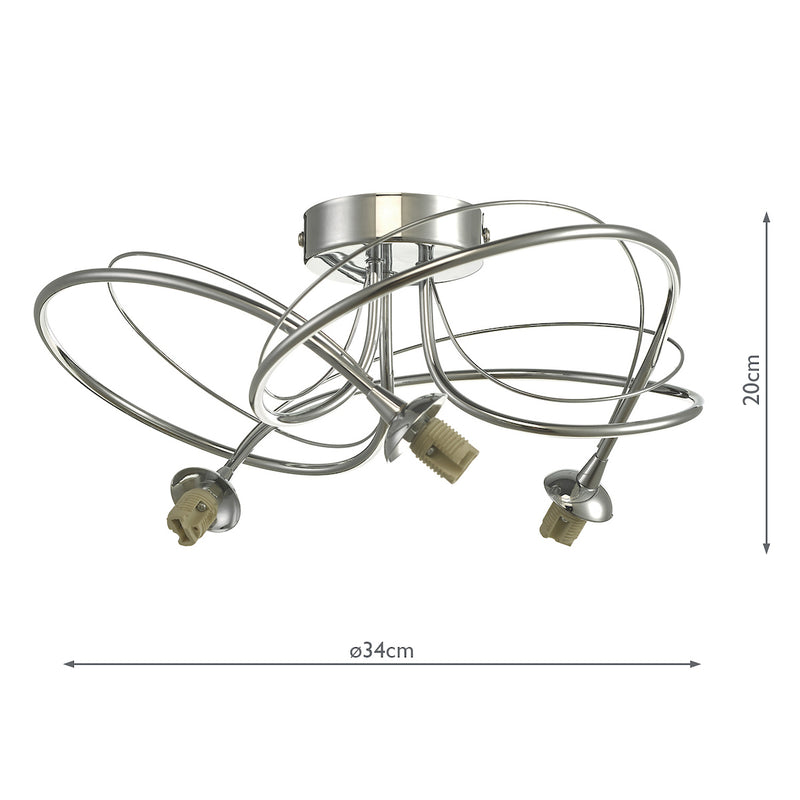 Dar Lighting Onawa 3 Light Semi Flush Polished Chrome Frame Only • ONA5350-F