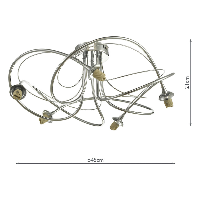 Dar Lighting Onawa 5lt Semi Flush Polished Chrome Frame Only • ONA5450-F