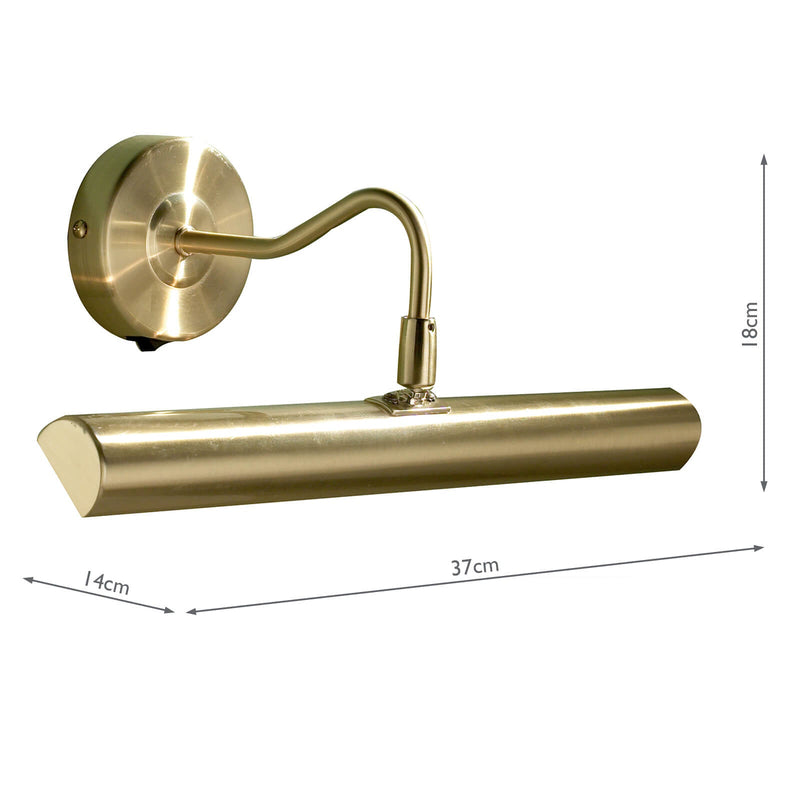 Dar Lighting Onedin Picture Light Satin Brass • ONE6741