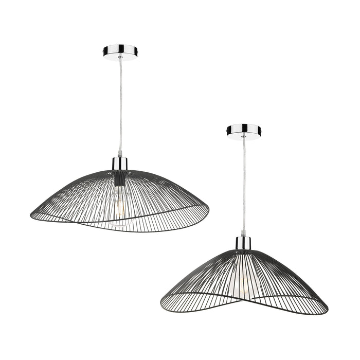 Dar Lighting Onza Wire Easy Fit Pendant Shades Black (Twin Pack) • ONZ1722