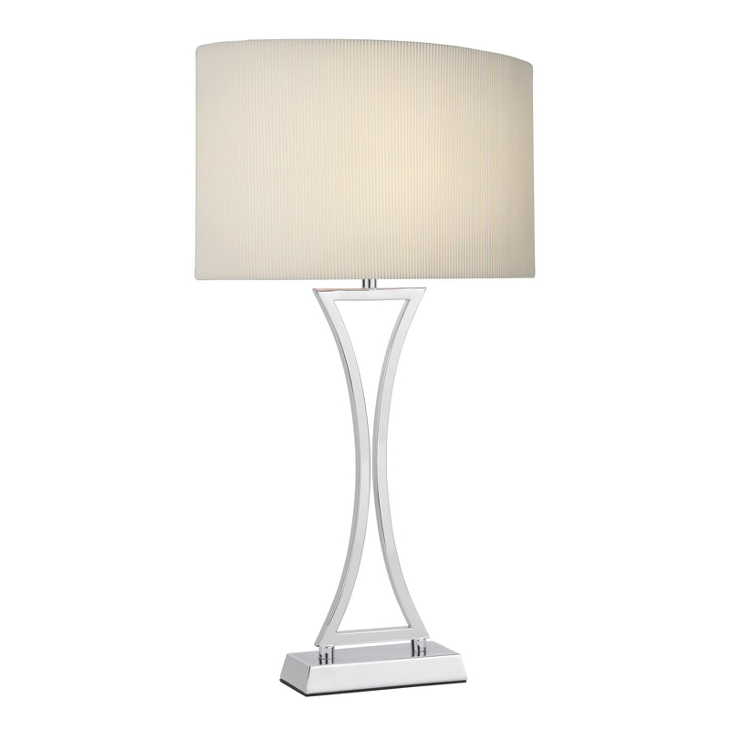 Dar Lighting Oporto Table Lamp Polished Chrome With Cream Shade • OPO4150