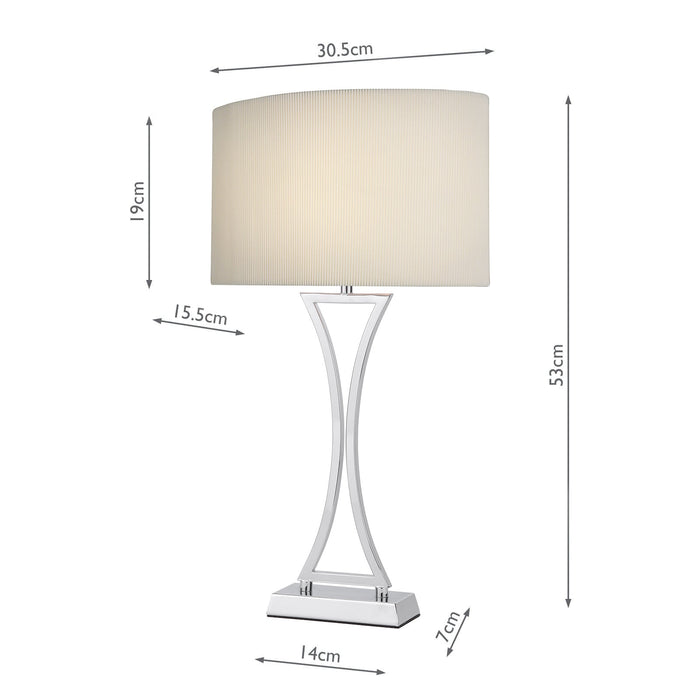 Dar Lighting Oporto Table Lamp Polished Chrome With Cream Shade • OPO4150