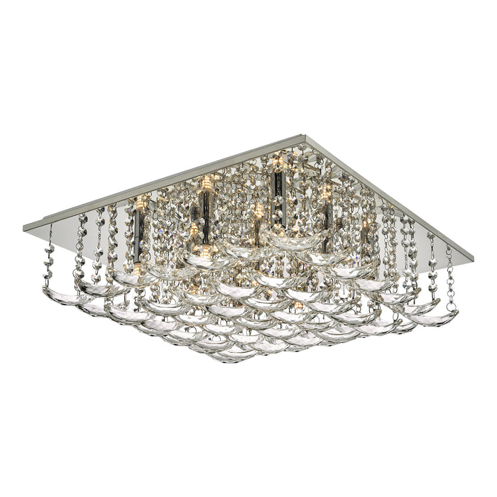 Dar Lighting Orella 9 Light Flush Polished Chrome & Crystal • ORE1350