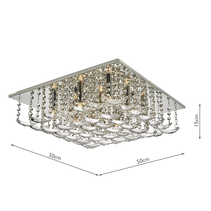 Dar Lighting Orella 9 Light Flush Polished Chrome & Crystal • ORE1350