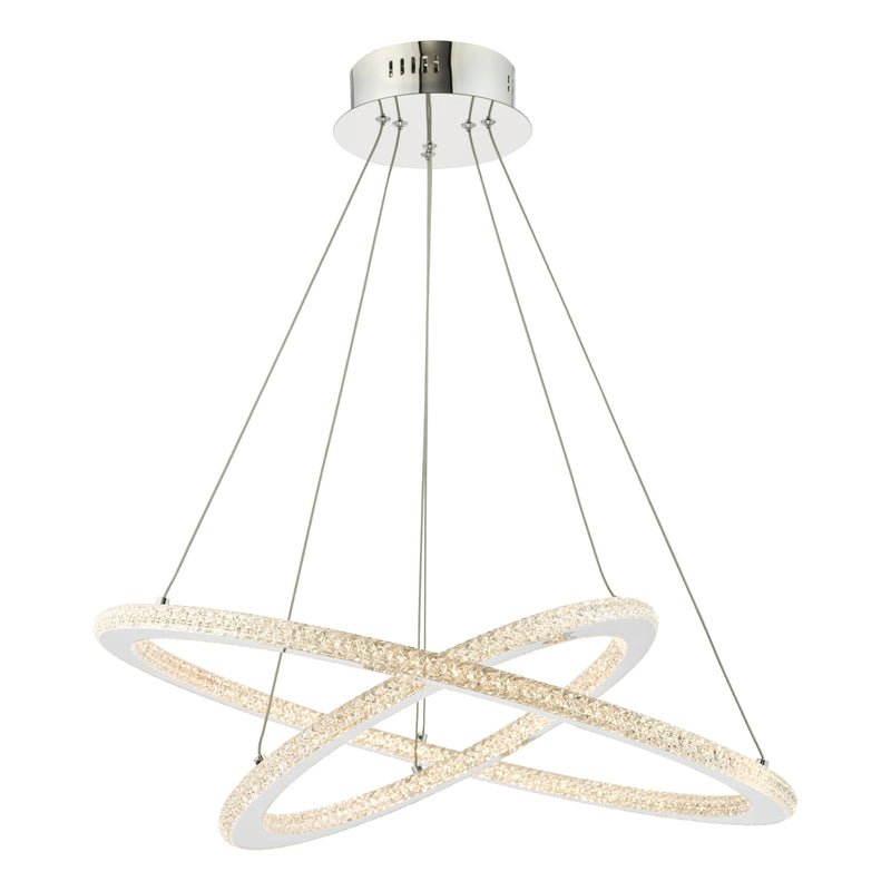Dar Lighting Orion 2 Ring Pendant Polished Chrome LED • ORI2550