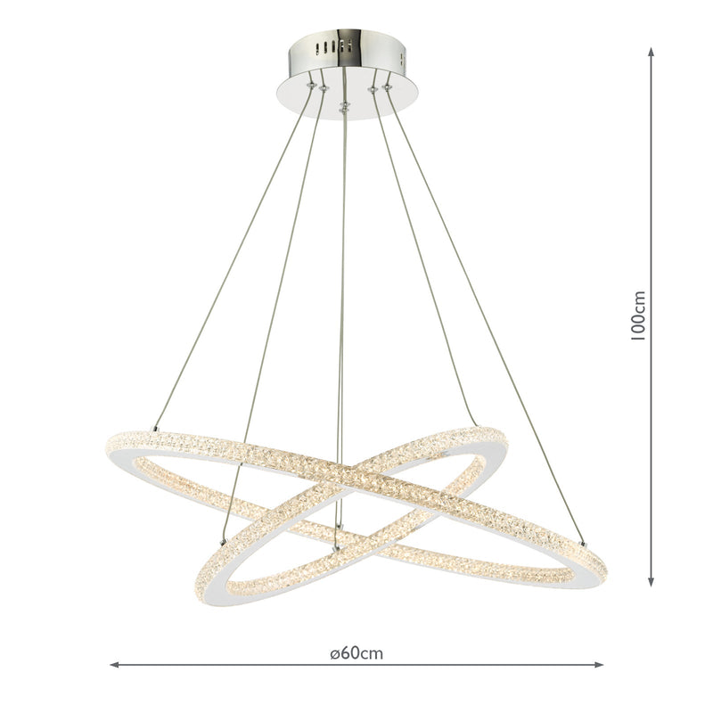 Dar Lighting Orion 2 Ring Pendant Polished Chrome LED • ORI2550