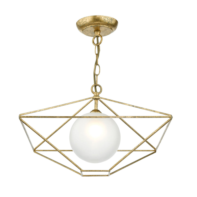 Dar Lighting Orsini 1 Light Pendant Antique Gold Opal Glass Shade • ORS0135