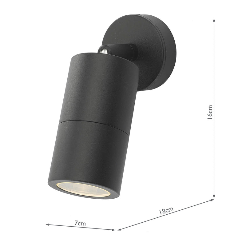 Dar Lighting Ortega Outdoor Single Spotlight Matt Black IP65 • ORT0722