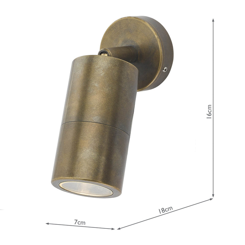 Dar Lighting Ortega Outdoor Single Spotlight Natural Brass IP65 • ORT0775