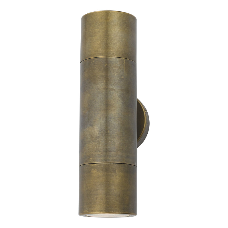 Dar Lighting Ortega Outdoor 2 Light Wall Light Natural Brass IP65 • ORT3275