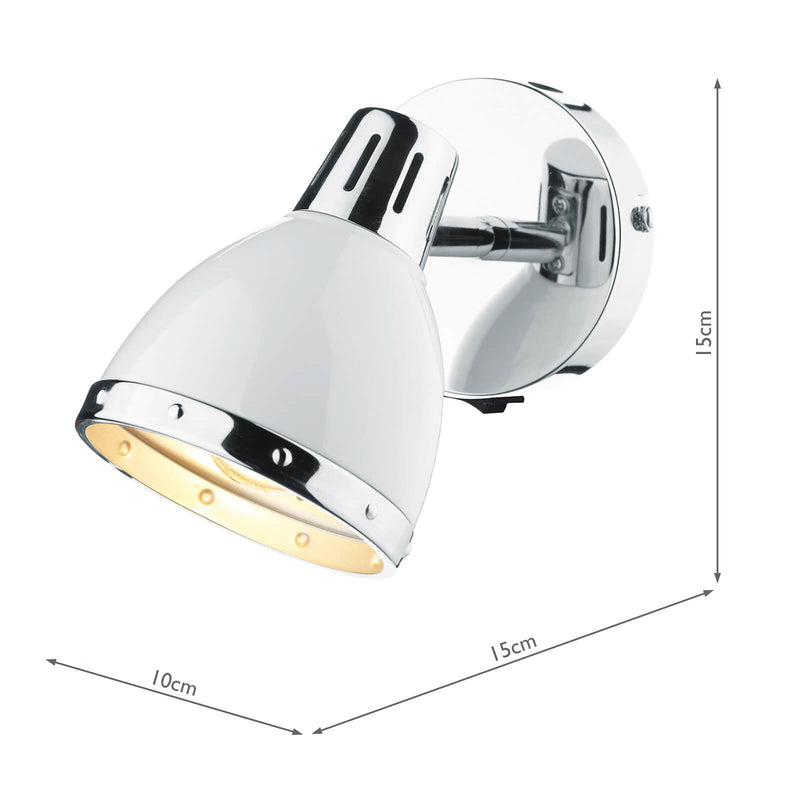 Dar Lighting Osaka Single Wall Spotlight Gloss White Polished Chrome • OSA072