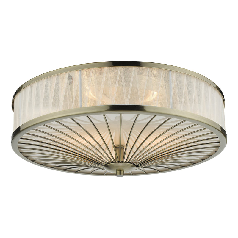 Dar Lighting Oslo 3 Light Flush Antique Brass • OSL5075