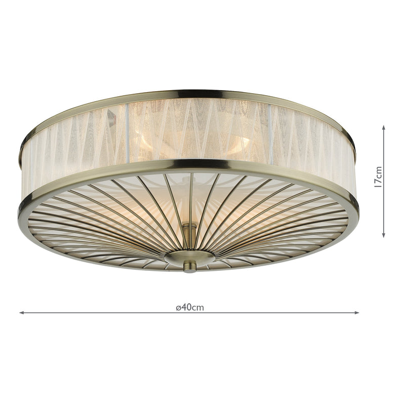 Dar Lighting Oslo 3 Light Flush Antique Brass • OSL5075