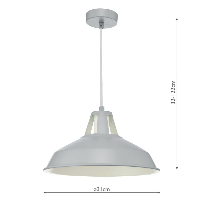 Dar Lighting Owain 1 Light Pendant Grey • OWA0139
