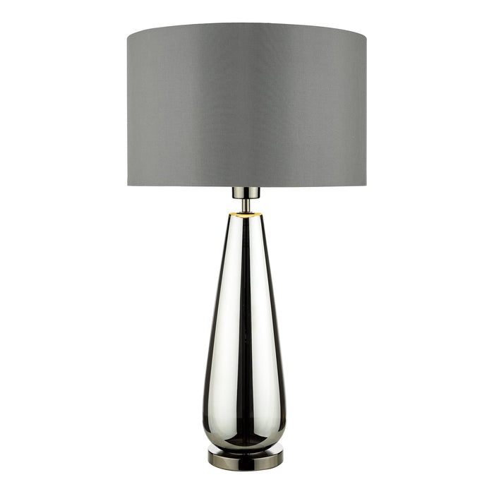 Dar Lighting Pablo Table Lamp Black Chrome Smoked Glass With Shade • PAB4267